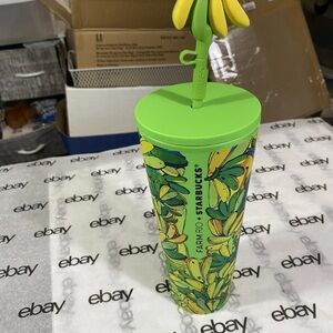 Starbucks X Farm Rio 24oz Banana Leaf Reusable Cold Cup W/ Straw Limited Edition